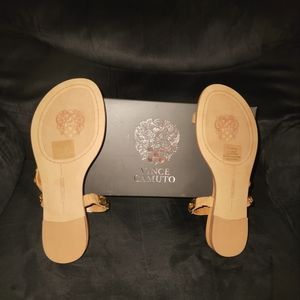 Vince Camuto Ambridil Leather Asymmetric Toe Loop Sandal Cognac  6 1/2 Medium